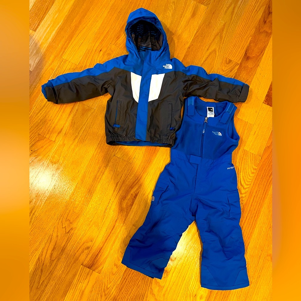 North Face Ski Jacket kids size 3T and Ski Bib size 2T. Both adjustable.